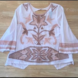 Free People NR Cut-Out Embroidered Top (S)